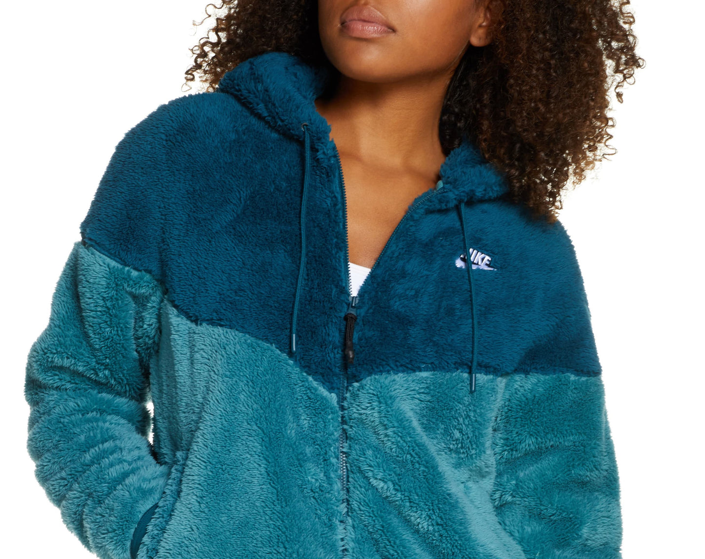 Jaqueta Nike Feminina Teal Solid com Zíper Verde Tamanho Grande