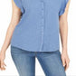 Camisa sem mangas com ilhós femininos Style &amp; Co, azul, tamanho médio