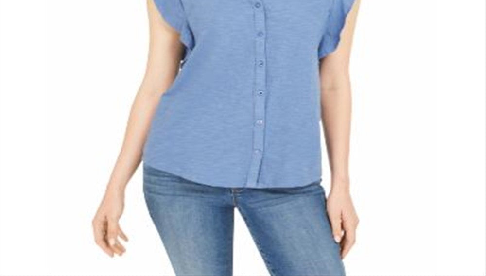 Camisa sem mangas com ilhós femininos Style &amp; Co, azul, tamanho médio