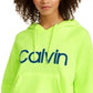 Calvin Klein Moletom com capuz feminino Performance Relaxed Logo Verde Tamanho Grande