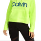 Calvin Klein Moletom com capuz feminino Performance Relaxed Logo Verde Tamanho Grande