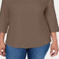 Blusa feminina Karen Scott com acabamento em renda e algodão, marrom, tamanho X-S