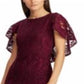 Vestido de renda com sobreposição de capa Ralph Lauren feminino, tamanho 2, cor merlot
