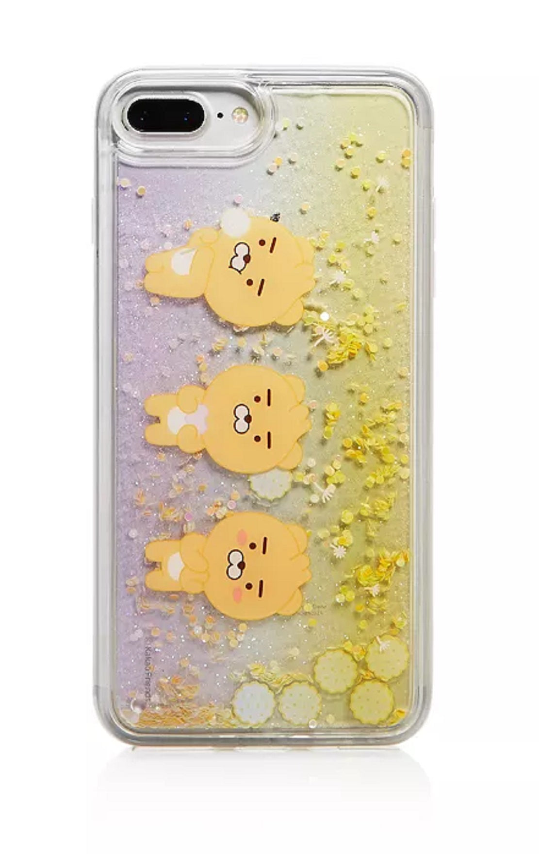 Capa de celular Kakao masculina com glitter, amarela, tamanho regular