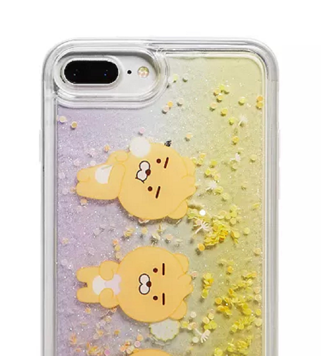 Capa de celular Kakao masculina com glitter, amarela, tamanho regular