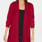 Karen Scott Cardigan Feminino Manga Longa Frente Aberta Azul Vermelho Pequeno Médio