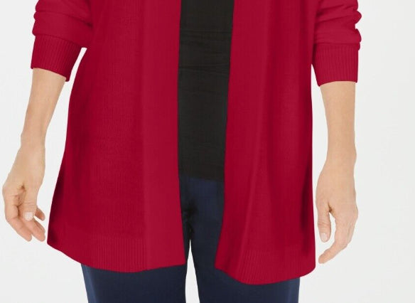 Karen Scott Cardigan Feminino Manga Longa Frente Aberta Azul Vermelho Pequeno Médio
