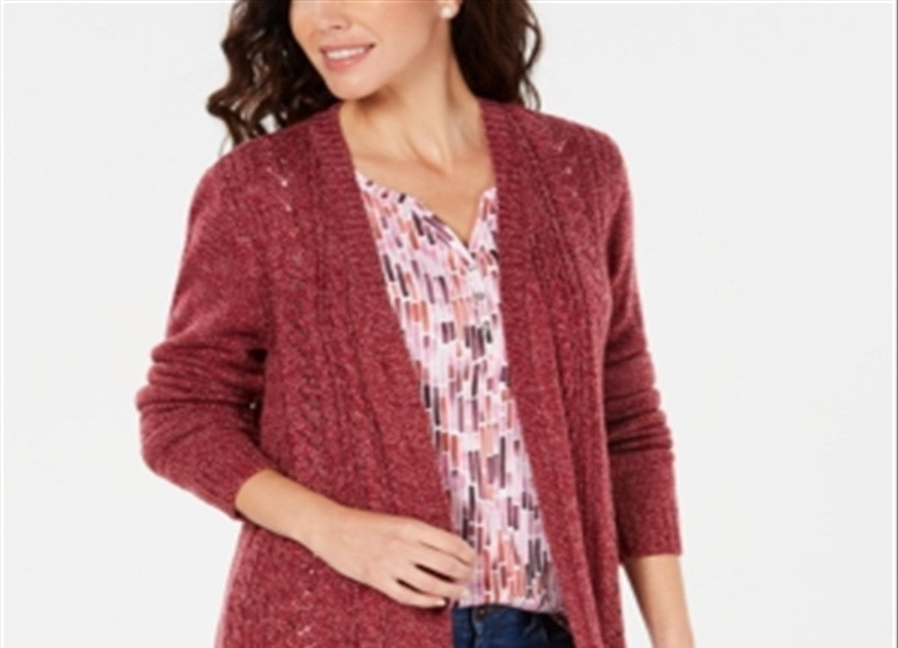 Karen Scott Turbo Duster Cardigan Feminino Vermelho Tamanho XS