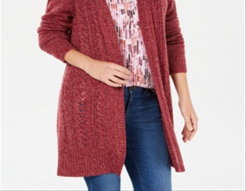 Karen Scott Turbo Duster Cardigan Feminino Vermelho Tamanho XS