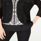 Cardigan feminino JM Collection de algodão com pontos mistos, branco, tamanho pequeno P