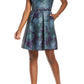 Vestido feminino Vince Camuto com cinto e estampa floral, ajuste evasê, azul, tamanho 12