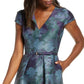 Vestido feminino Vince Camuto com cinto e estampa floral, ajuste evasê, azul, tamanho 12