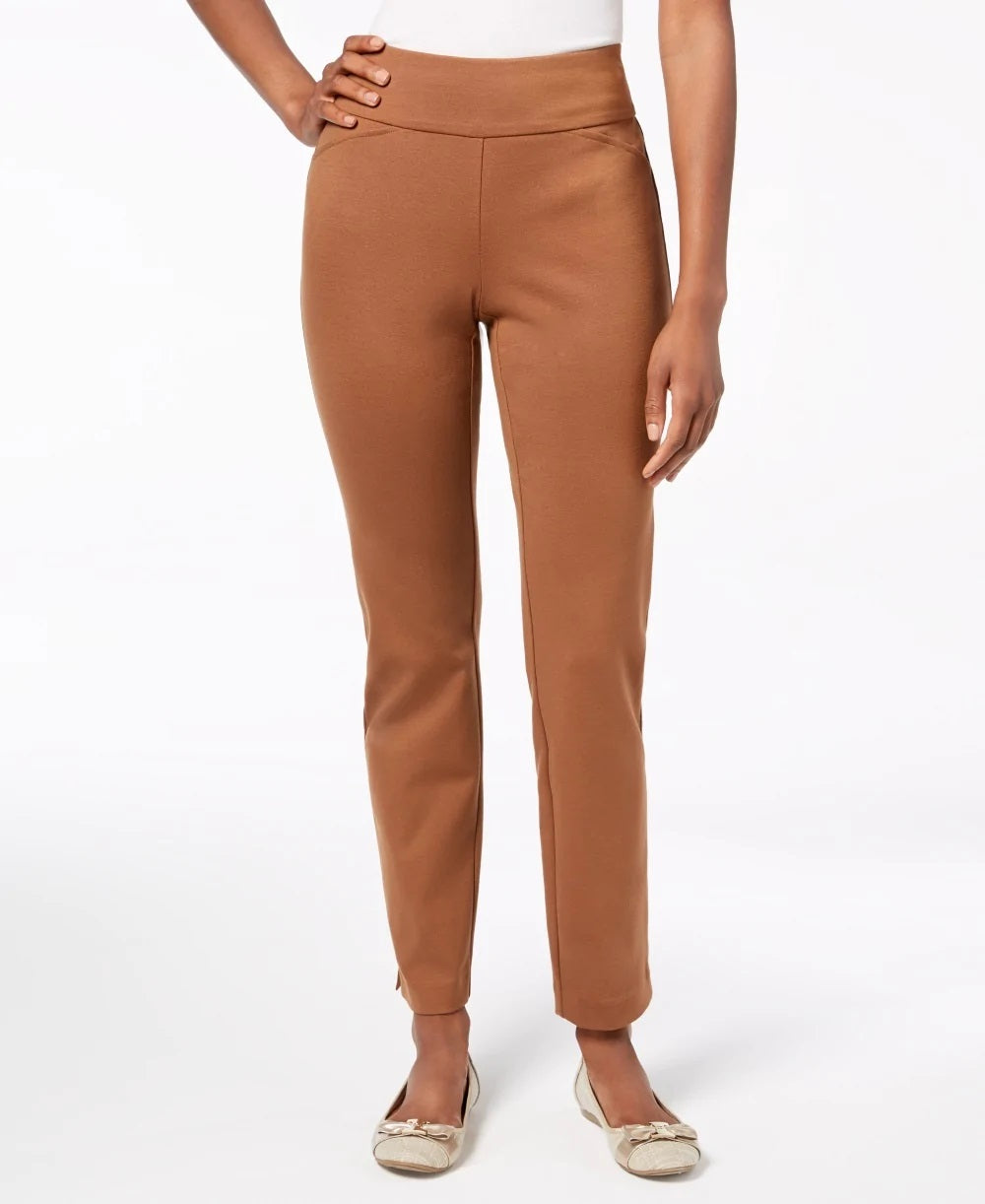 Calça feminina Charter Club Petite Pull-on Ponte-Knit Honey, tamanho 10 P