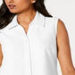 Camisa feminina sem mangas Charter Club Cotton Piquet, branca, tamanho 6