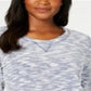 Karen Scott Blusa Feminina Space Dye Manga 3/4 Azul-Branco Tamanho Pequeno P