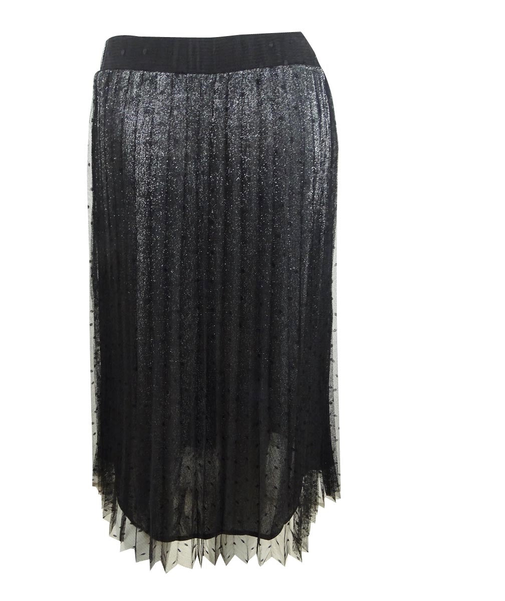 Saia MIDI metálica com bolinhas suíças Alfani feminina, tamanho pequeno, cinza