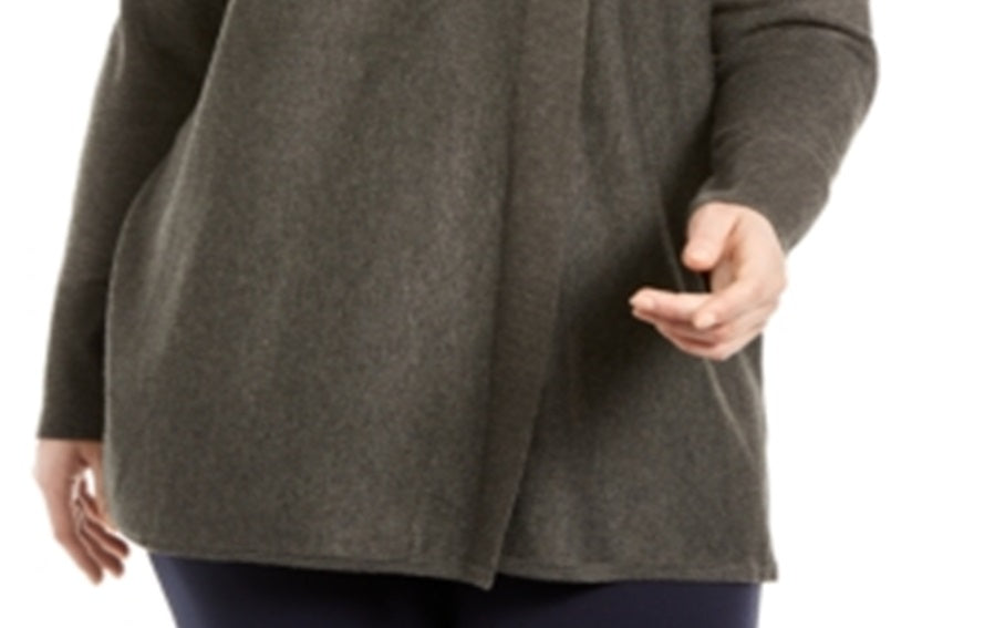 JM Collection Suéter Feminino Plus com Cadarço e Gola Redonda Cinza Tamanho 0X