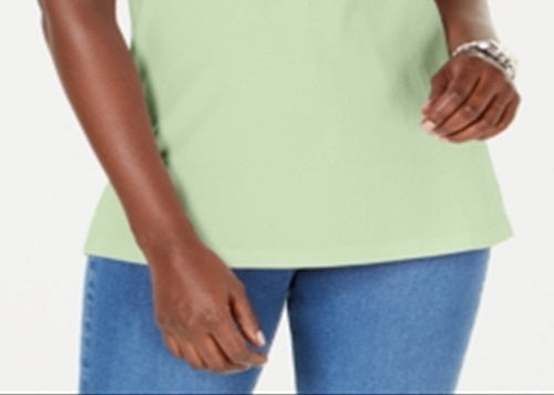Polo Karen Scott feminino de algodão piquet, verde, tamanho médio