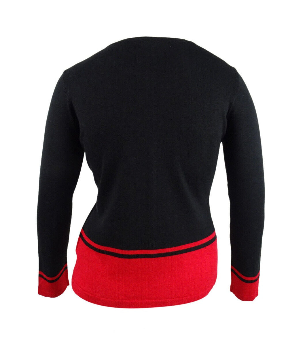 Karen Scott Cardigan Feminino com Barra Colorblock Preto Tamanho Pequeno GG