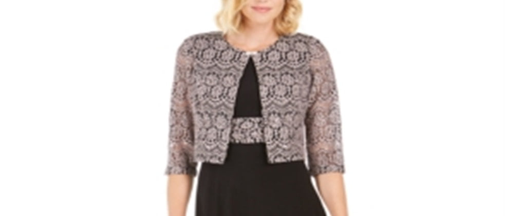 Vestido e jaqueta de renda femininos Jessica Howard, cinza, tamanho 12, pequeno
