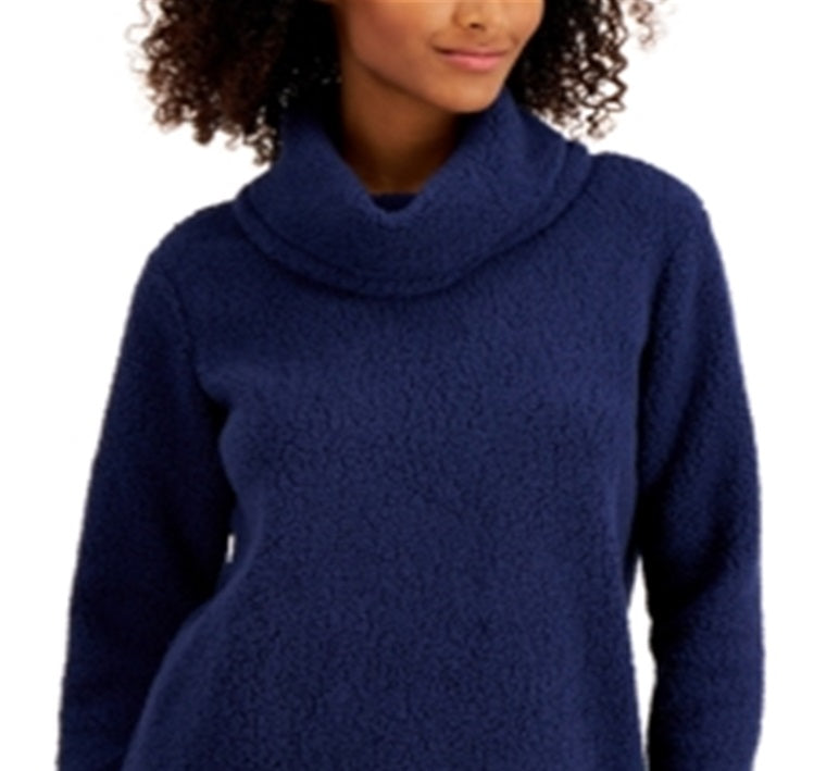 Suéter feminino estilo &amp; co com gola alta em sherpa, azul, tamanho extragrande