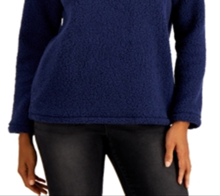 Suéter feminino estilo &amp; co com gola alta em sherpa, azul, tamanho extragrande