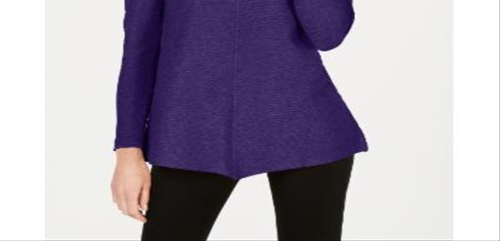 Suéter Alfani Feminino com Detalhe de Botão de Pressão e Canelado Roxo Tamanho Grande