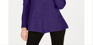 Suéter Alfani Feminino com Detalhe de Botão de Pressão e Canelado Roxo Tamanho Grande