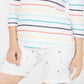 Charter Club Blusa listrada de algodão feminina, branca, tamanho pequeno GG