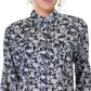 Ralph Lauren Feminino Courtenay Estampa Floral Gola Botões Blusa Azul Marinho - Creme Tamanho Médio