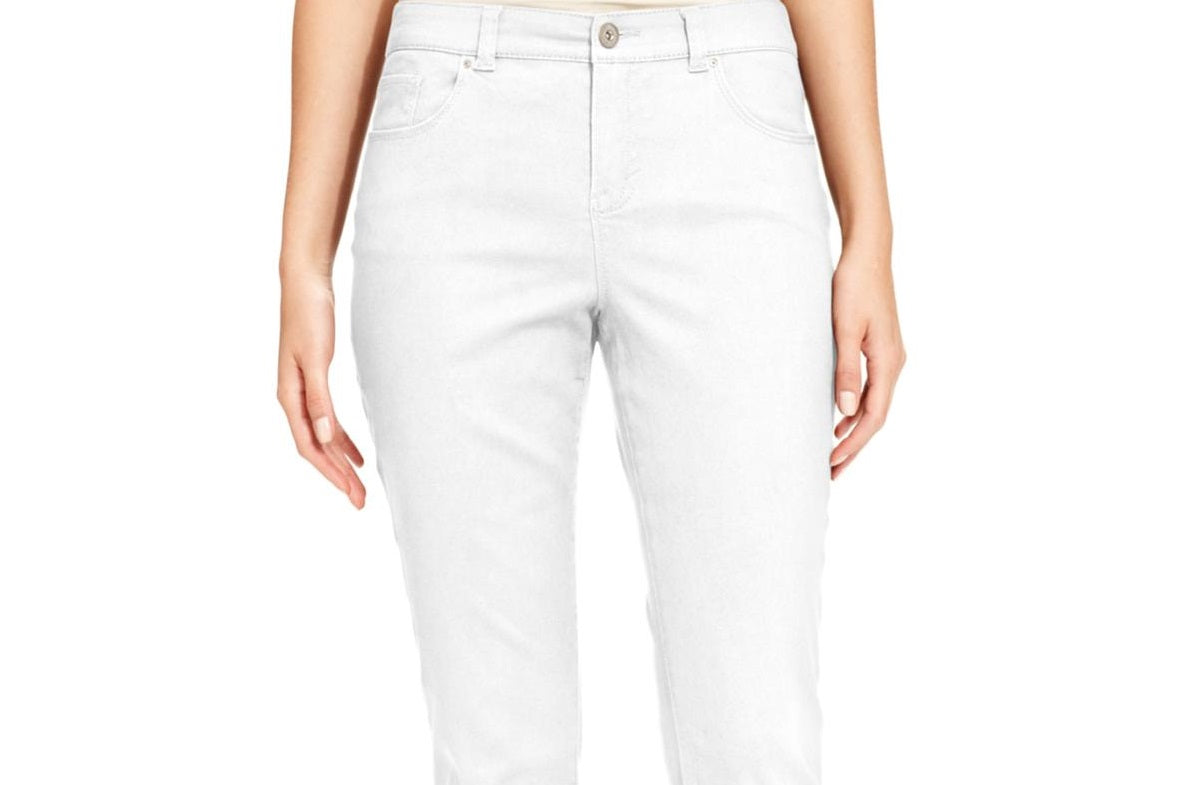 Calça jeans feminina Style &amp; Co, cintura média, branca, tamanho 16, curta