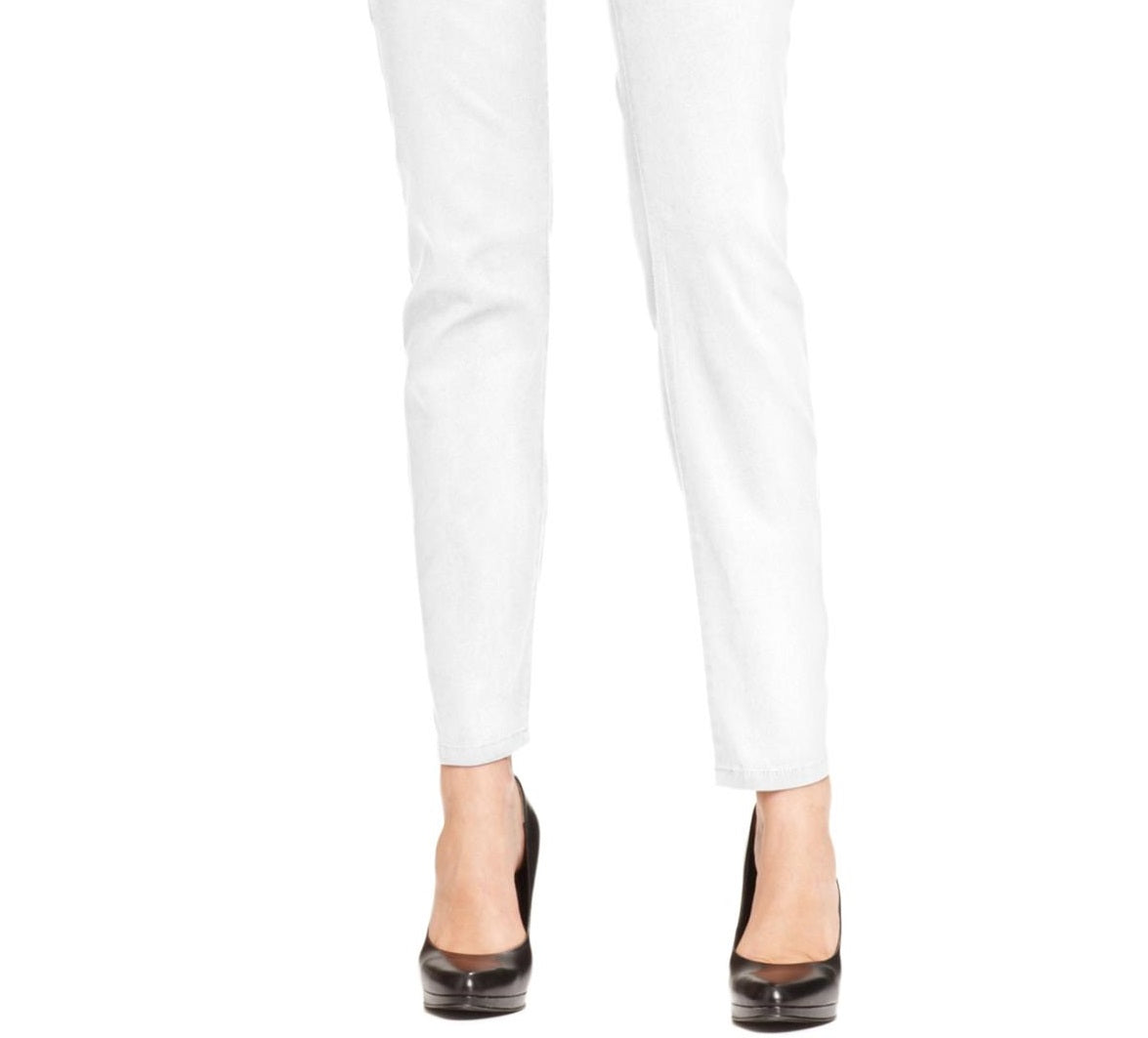 Calça jeans feminina Style &amp; Co, cintura média, branca, tamanho 16, curta