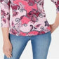 Blusa feminina Charter Club de algodão estampado com manga 3/4, rosa, tamanho médio