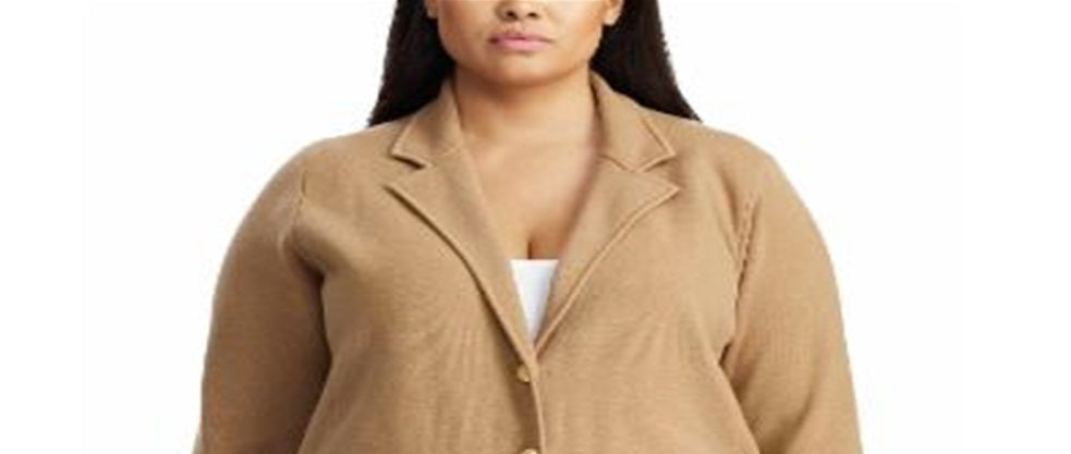 Blazer de malha Ralph Lauren Plus Size Feminino Marrom Tamanho 1X