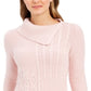 Suéter feminino Charter Club Patchwork Stitch com gola assimétrica, rosa, tamanho X-S