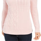 Suéter feminino Charter Club Patchwork Stitch com gola assimétrica, rosa, tamanho X-S