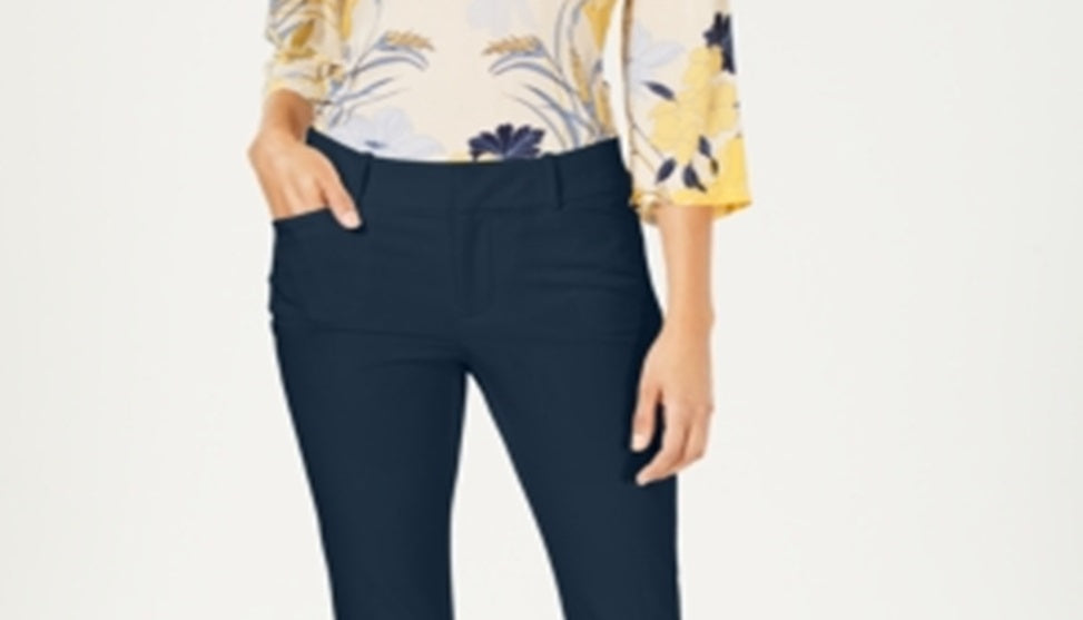 Calça feminina Charter Club Newport Tummy Control Slim Fit Azul Tamanho 4