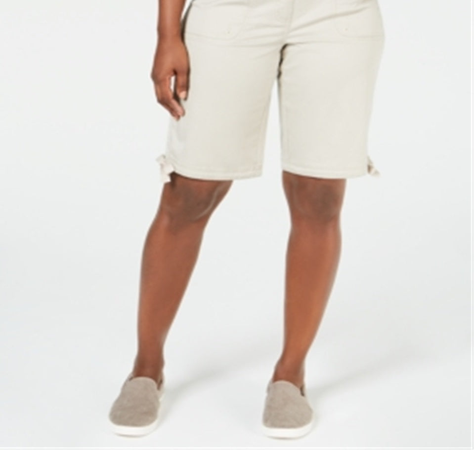 Shorts Karen Scott Feminino com Barra Amarrada Cinza Tamanho 6