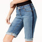 Shorts jeans femininos com acabamento contrastante e punho, azul, tamanho 8, pequeno, da INC International Concepts
