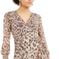 Vestido envelope feminino com babados e estampa animal Bar III Nature Leo tamanho XXS