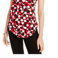 Camiseta feminina Alfani estampada com bainha redonda, vermelha, tamanho pequeno médio