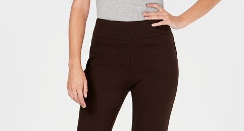 Calça feminina Charter Club Pull-on Ponte Knit Marrom Tamanho 14 Petite
