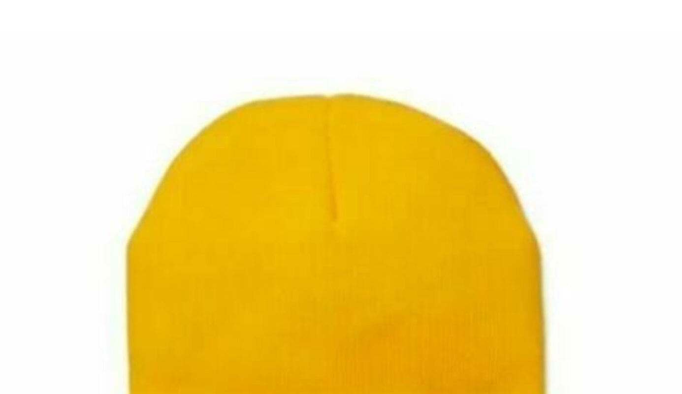 Gorro de inverno com logo DKNY masculino em acrílico, tamanho regular, amarelo