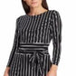 Vestido listrado de malha Ralph Lauren feminino, preto, tamanho 16