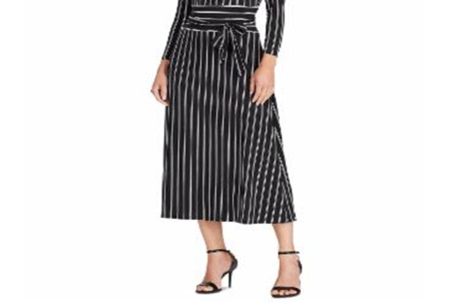 Vestido listrado de malha Ralph Lauren feminino, preto, tamanho 16