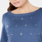 Karen Scott Top Feminino de Algodão com Ilhós Azul Tamanho Médio