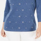 Karen Scott Top Feminino de Algodão com Ilhós Azul Tamanho Médio
