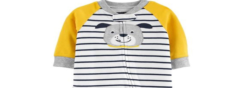 Carter's Boy's Footed Sleep &amp; Play Branco / Amarelo Tamanho 9MOS