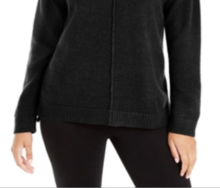 Suéter feminino Alfani com gola alta e ombros caídos, preto, tamanho extragrande