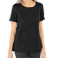 Karen Scott Top feminino de algodão com pespontos, preto, tamanho grande